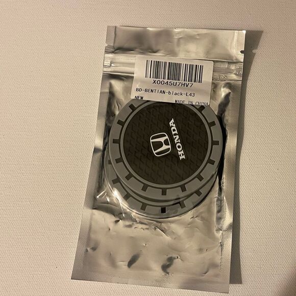 Honda car cup Coasters in black and gray. Set of 2 NWT - Picture 7 of 7